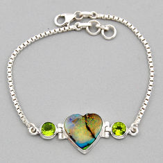 925 sterling silver 7.11cts tennis multi color opal peridot bracelet y36335