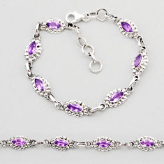 Clearance Sale- 925 sterling silver 8.72cts tennis natural amethyst marquise bracelet y61687