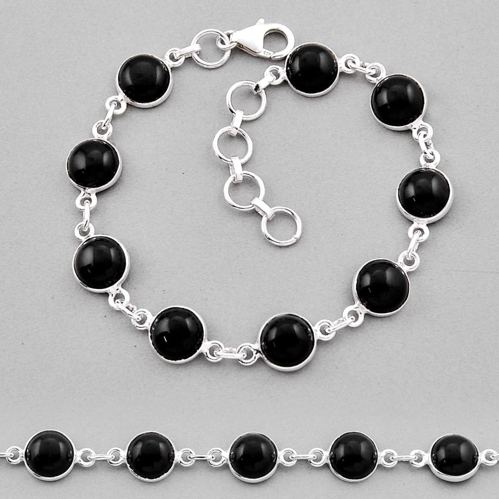 925 sterling silver 22.48cts tennis natural black onyx bracelet jewelry n38984