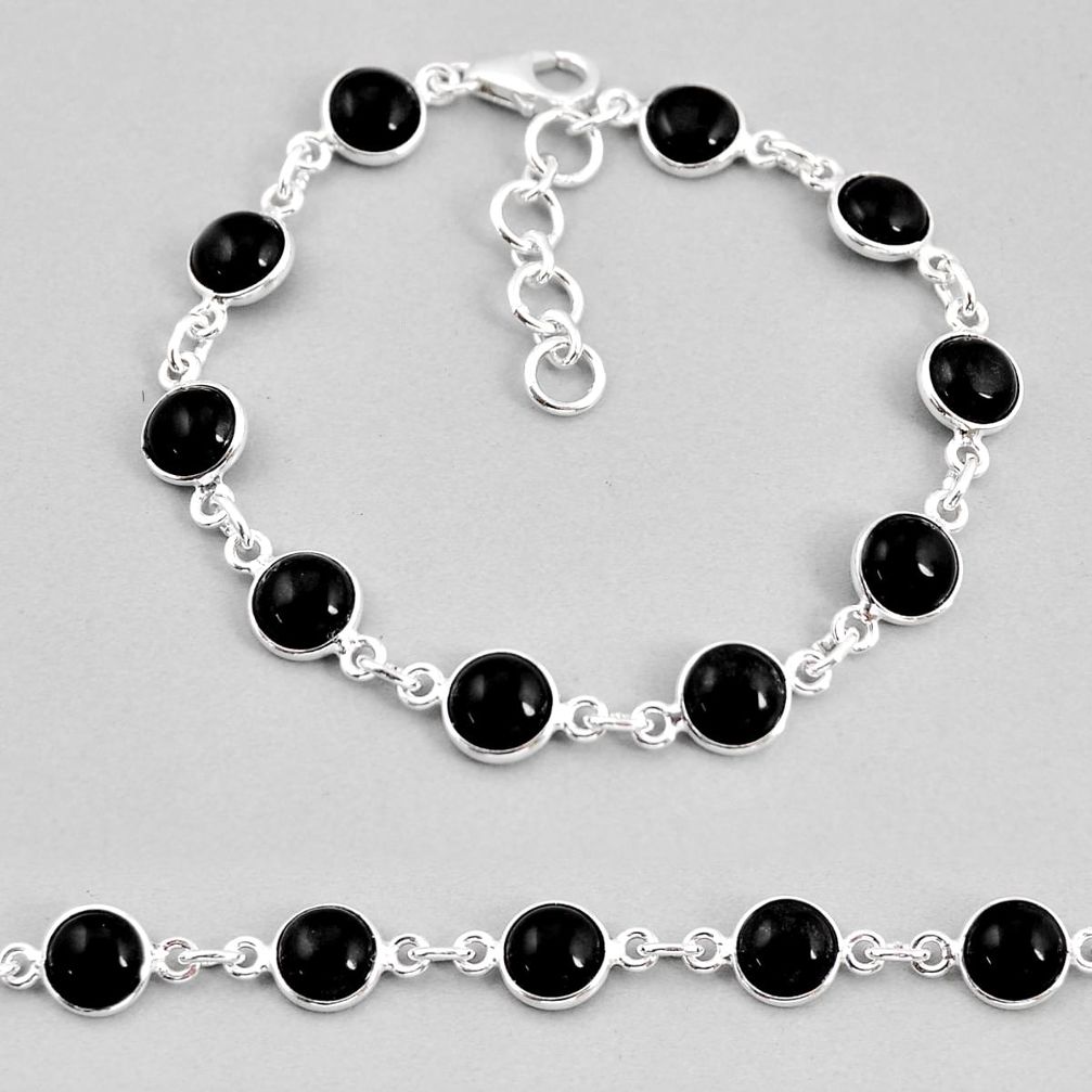 925 sterling silver 20.20cts tennis natural black onyx bracelet jewelry y57450