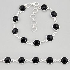 925 sterling silver 24.28cts tennis natural black onyx bracelet jewelry y68713