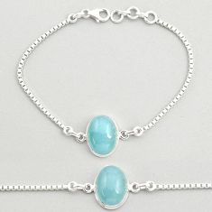 925 sterling silver 10.84cts tennis sea life natural blue aquamarine oval bracelet u25743