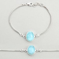 925 sterling silver 10.52cts tennis natural blue aquamarine oval bracelet u25750