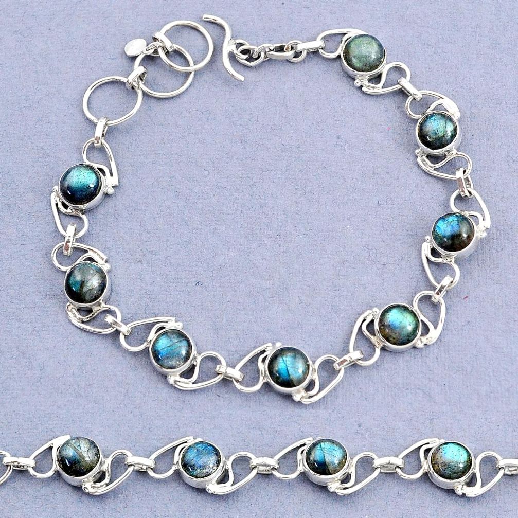 925 sterling silver 17.42cts tennis natural blue labradorite bracelet t8439