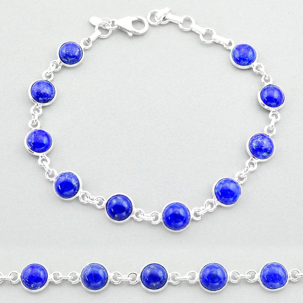 925 sterling silver 21.42cts tennis natural blue lapis lazuli bracelet t40306