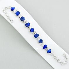 925 sterling silver 36.26cts tennis natural blue sapphire rough bracelet u19397
