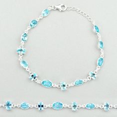 925 sterling silver 17.53cts tennis natural blue topaz bracelet jewelry u23499