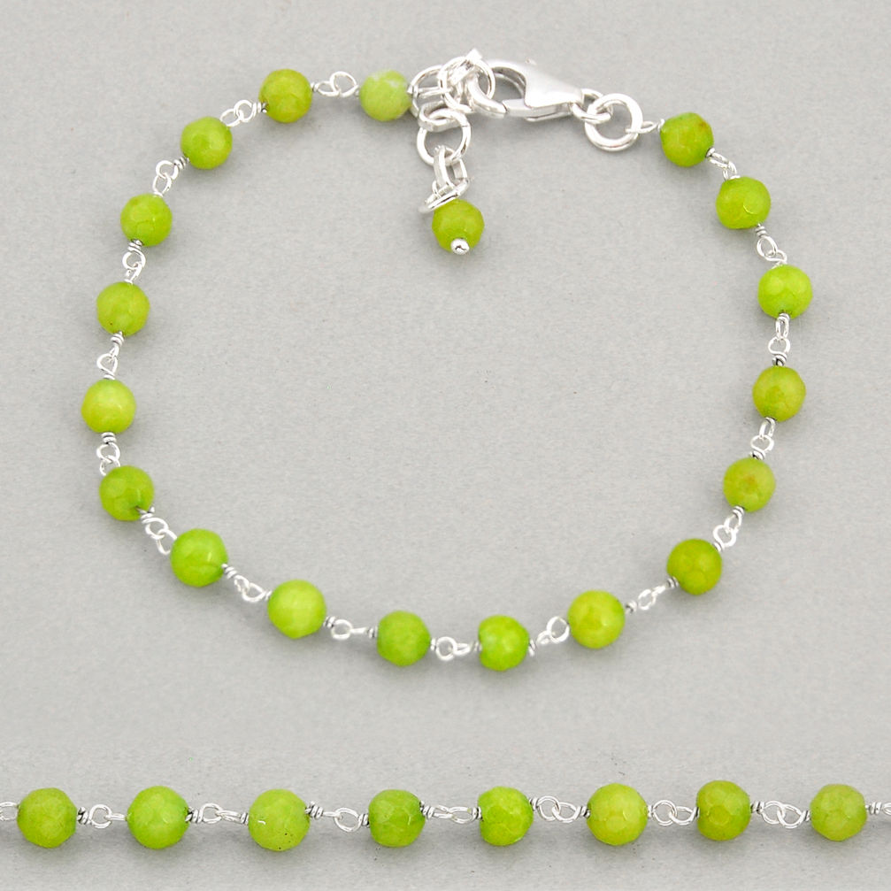 925 sterling silver 10.08cts tennis natural chalcedony beads bracelet y76157