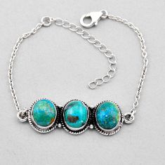 925 sterling silver 13.58cts tennis natural green chrysocolla bracelet n49129