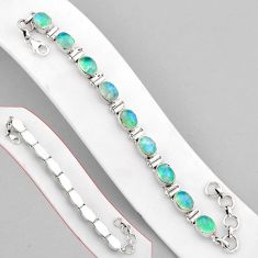 925 sterling silver 25.02cts tennis natural green moonstone oval bracelet y82120
