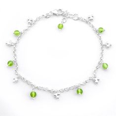 925 sterling silver 3.21cts tennis natural green peridot beads bracelet u65071