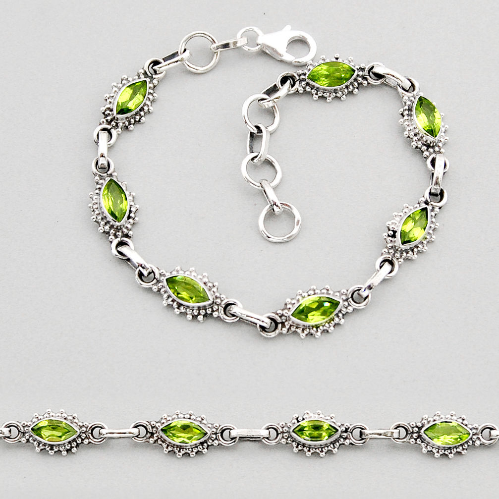 925 sterling silver 8.85cts tennis natural green peridot bracelet jewelry y61655