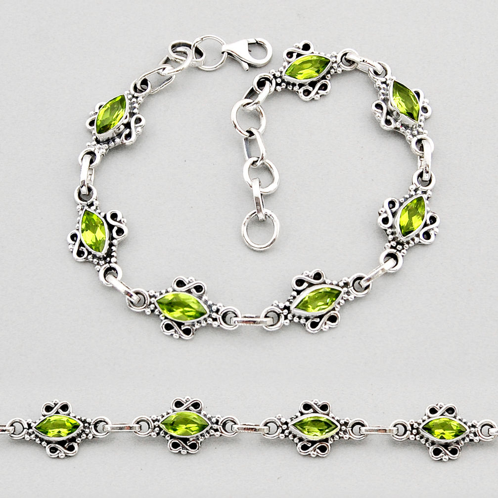 925 sterling silver 7.58cts tennis natural green peridot bracelet jewelry y61657