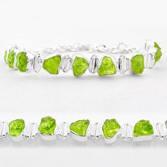 925 sterling silver 37.58cts tennis natural green peridot rough bracelet t83627