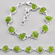 925 sterling silver 33.99cts tennis natural green peridot rough bracelet y57765