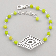 925 sterling silver 8.55cts tennis natural green prehnite beads bracelet y92252
