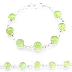 925 sterling silver 35.83cts tennis natural green prehnite round link gemstone bracelet u43307