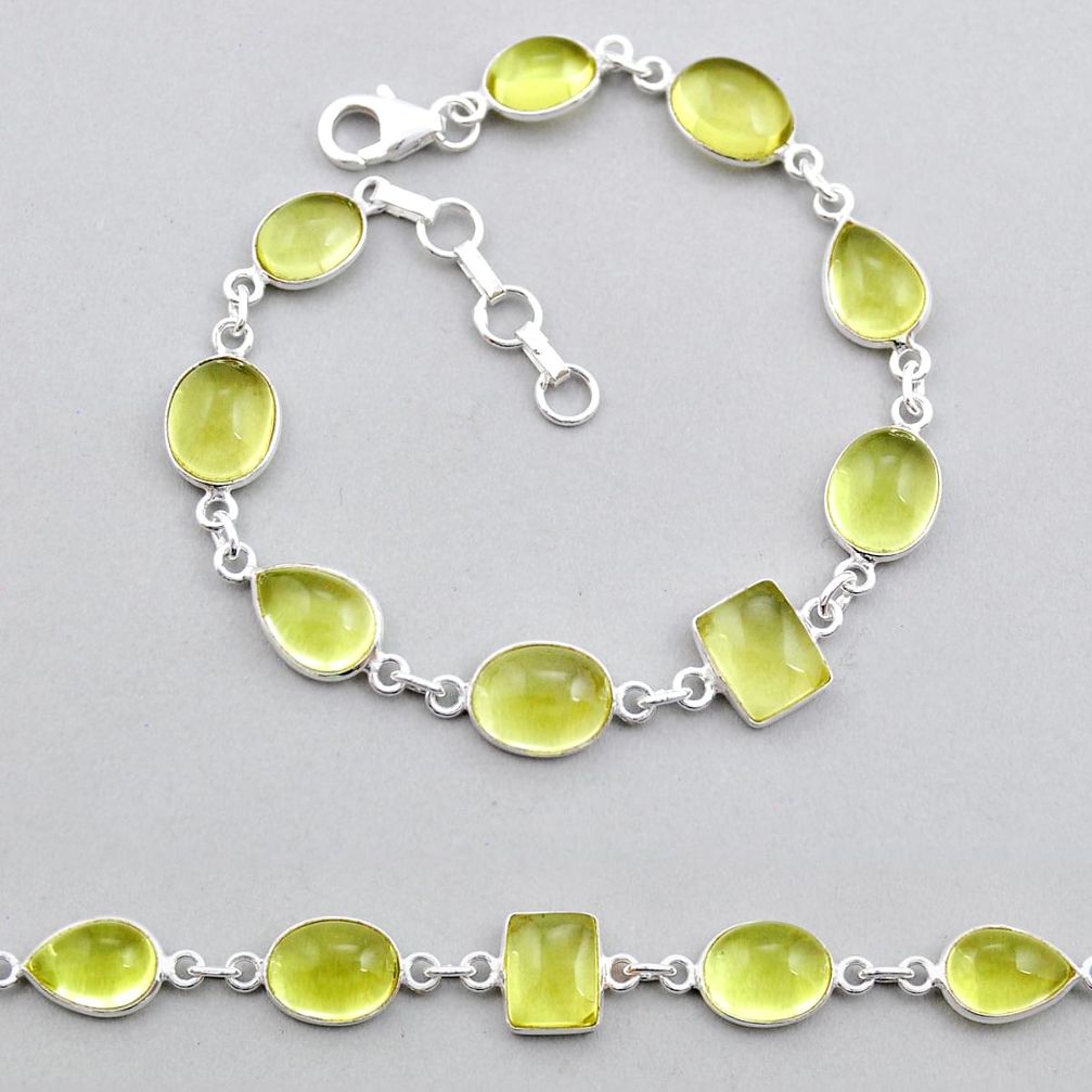 925 sterling silver 20.75cts tennis natural lemon topaz bracelet jewelry y25307