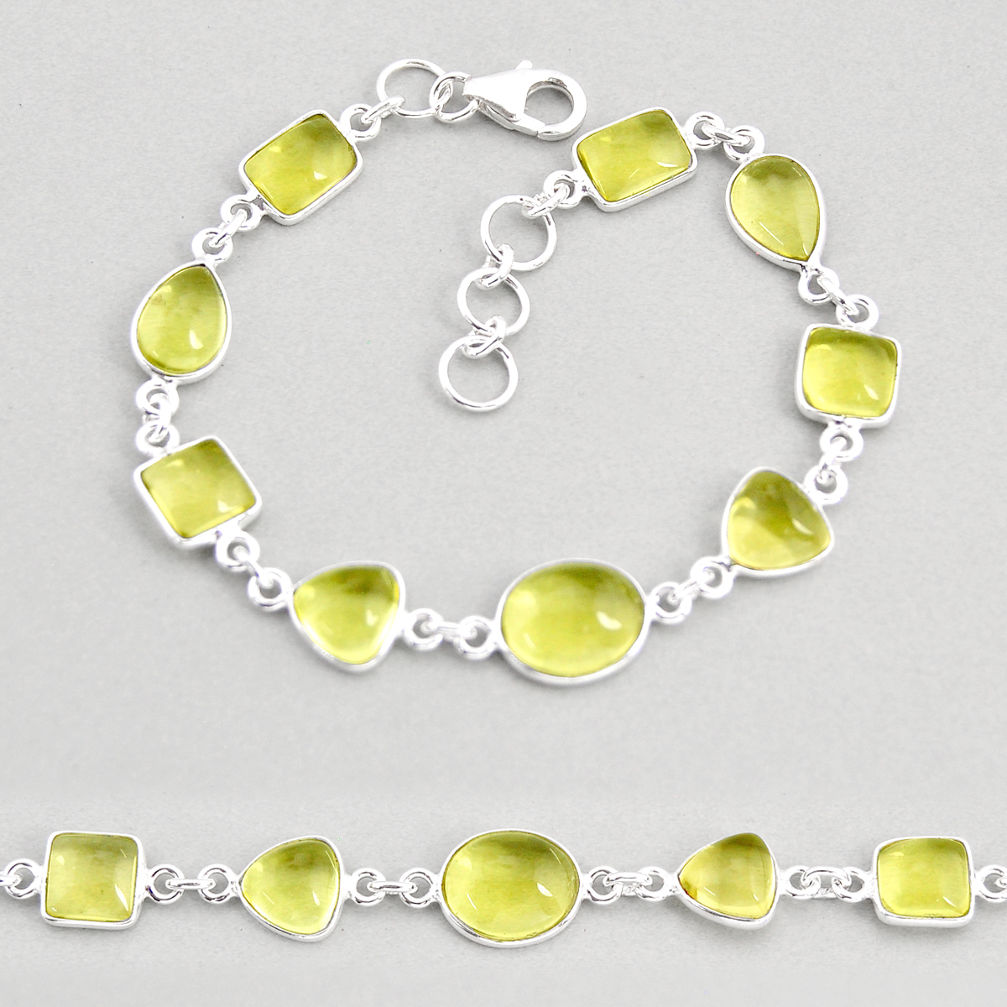 925 sterling silver 21.48cts tennis natural lemon topaz bracelet jewelry y76995