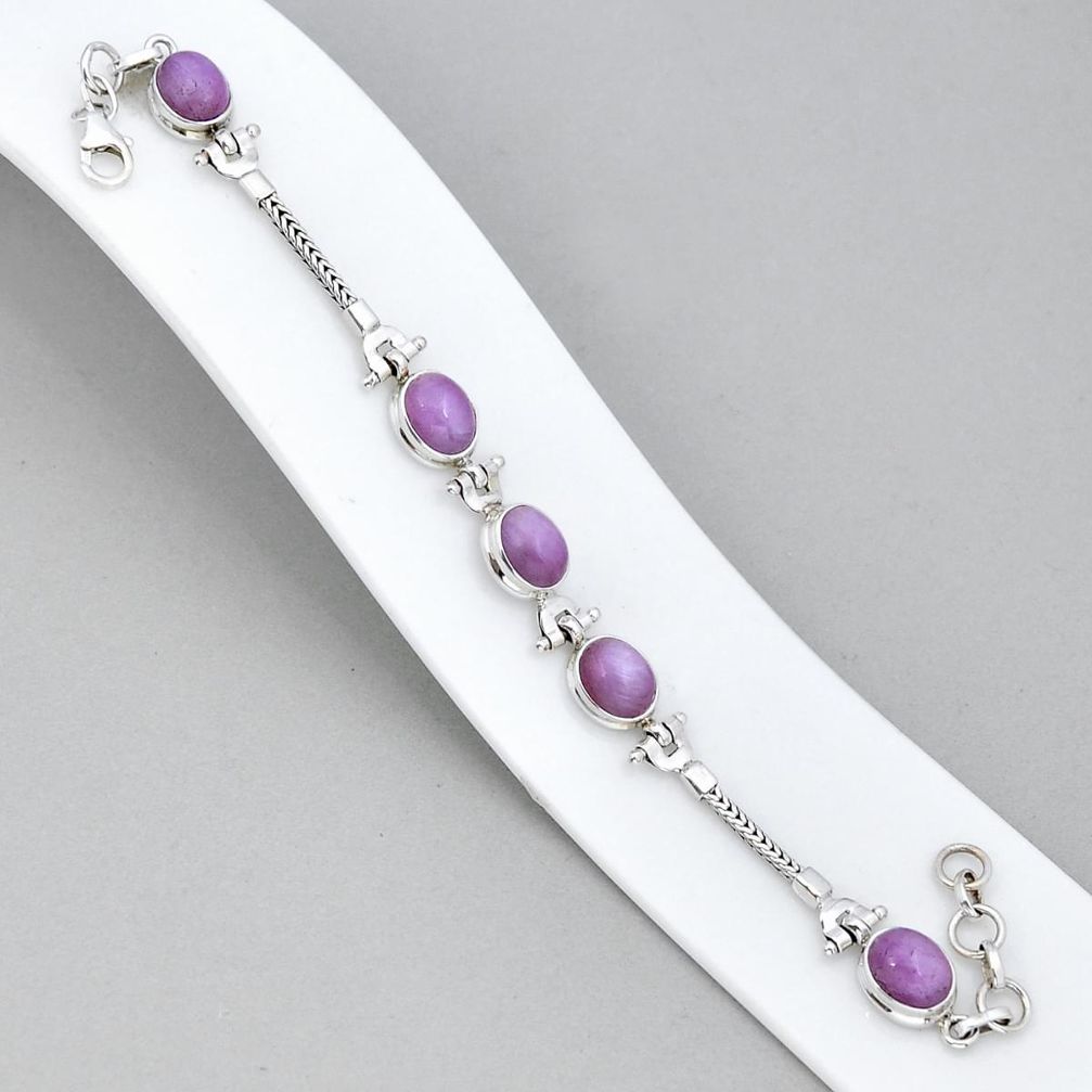 925 sterling silver 19.36cts tennis natural pink kunzite bracelet jewelry y7966