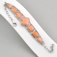 925 sterling silver 24.37cts tennis natural pink opal bracelet jewelry y63278