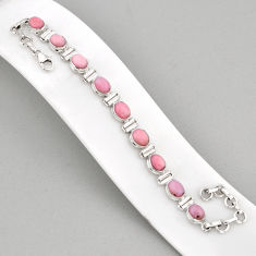 925 sterling silver 19.03cts tennis natural pink opal bracelet jewelry y68858