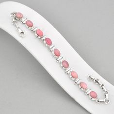 925 sterling silver 19.12cts tennis natural pink opal bracelet jewelry y68860