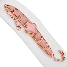 925 sterling silver 21.37cts tennis natural pink opal rose gold bracelet y63300