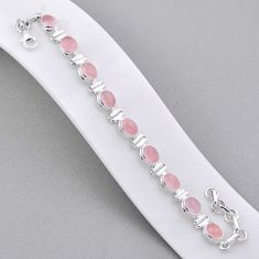 925 sterling silver 19.01cts tennis natural pink rose quartz bracelet n34303