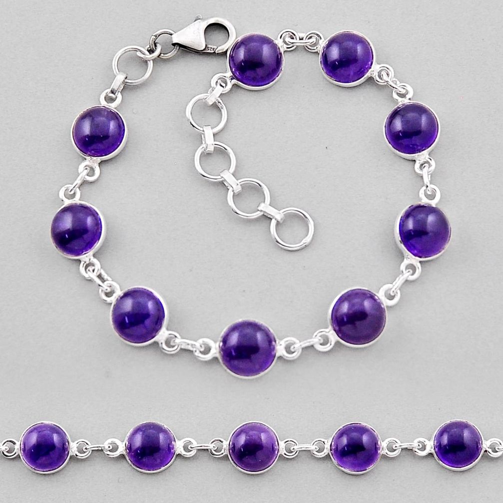 925 sterling silver 24.89cts tennis natural purple amethyst bracelet n38996
