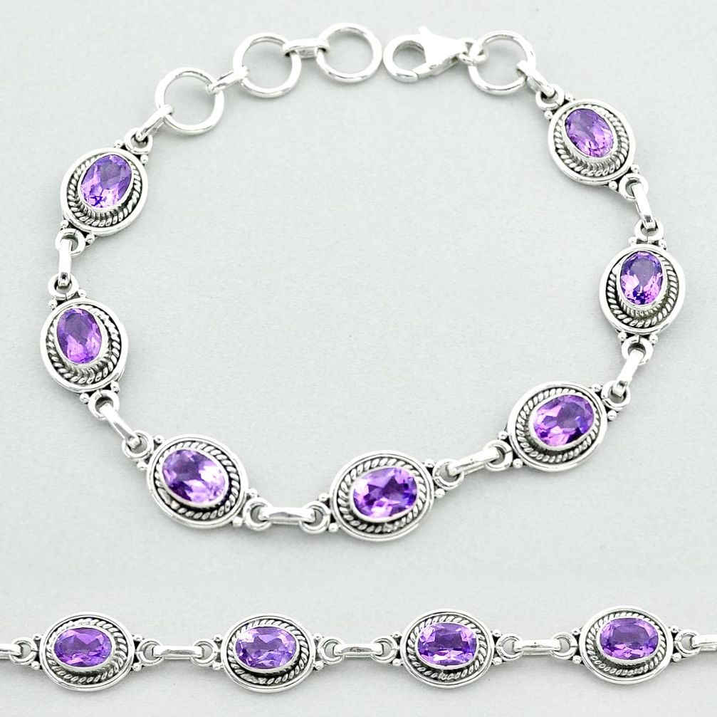 925 sterling silver 10.83cts tennis natural purple amethyst bracelet t52107
