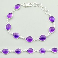 925 sterling silver 22.48cts tennis natural purple amethyst bracelet t58864
