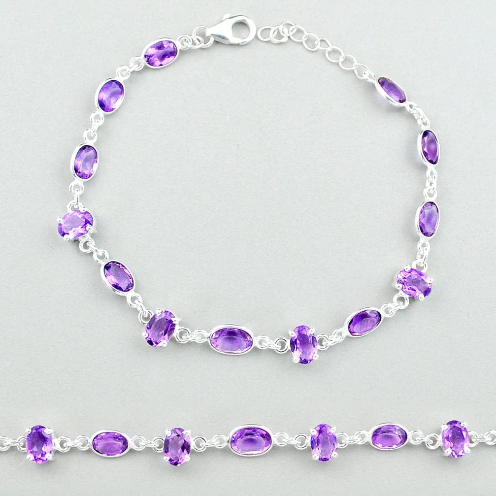 925 sterling silver 18.42cts tennis natural purple amethyst bracelet u23483