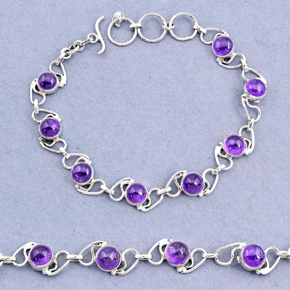 925 sterling silver 16.42cts tennis natural purple amethyst round bracelet t8424
