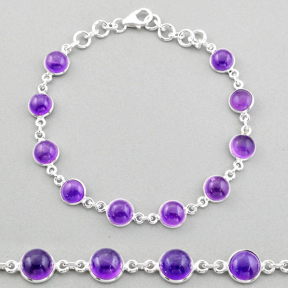 925 sterling silver 20.07cts tennis natural purple amethyst round link gemstone bracelet u3044