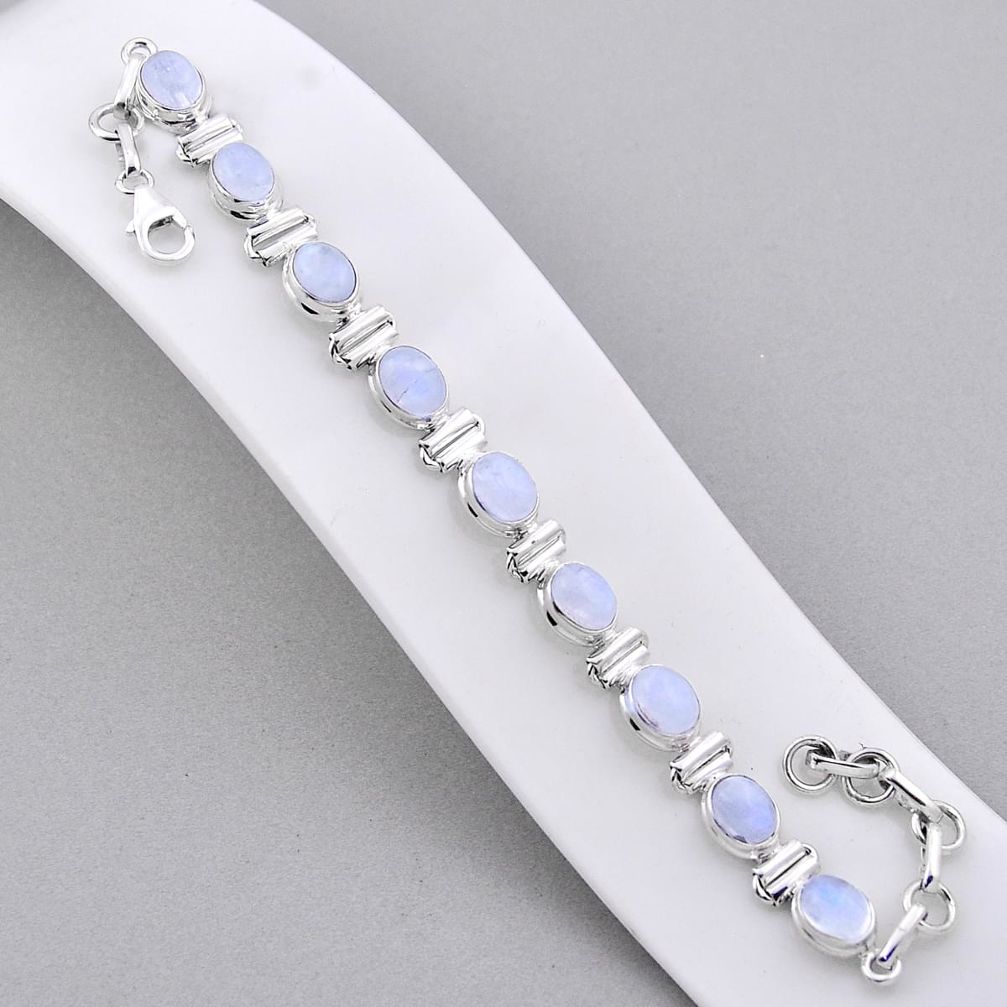 925 sterling silver 20.06cts tennis natural rainbow moonstone bracelet n34319