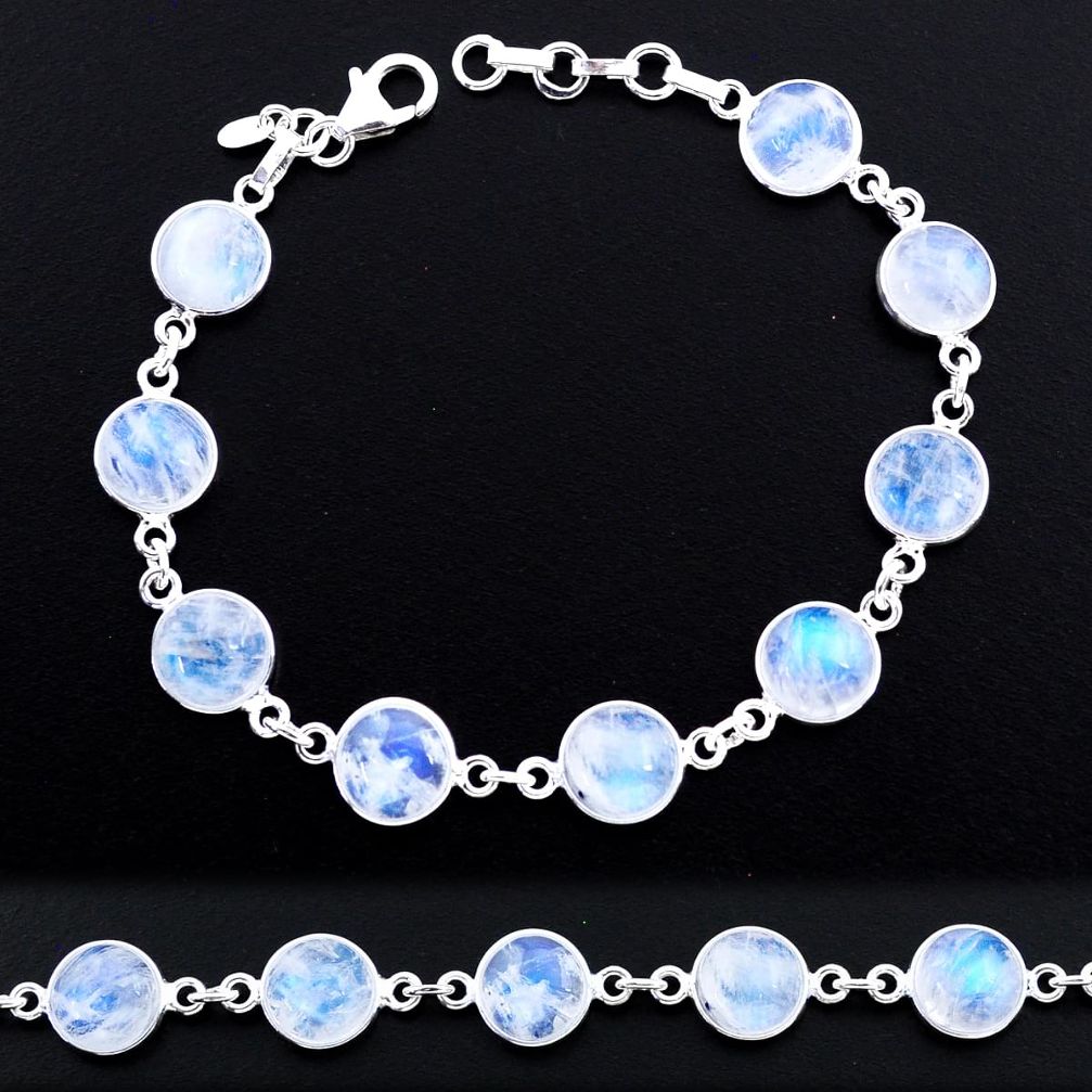 925 sterling silver 28.73cts tennis natural rainbow moonstone bracelet t48745