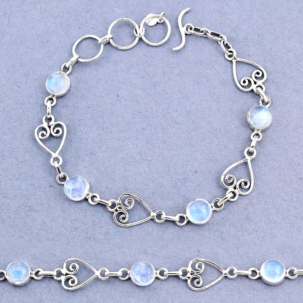 925 sterling silver 10.16cts tennis natural rainbow moonstone bracelet t8358