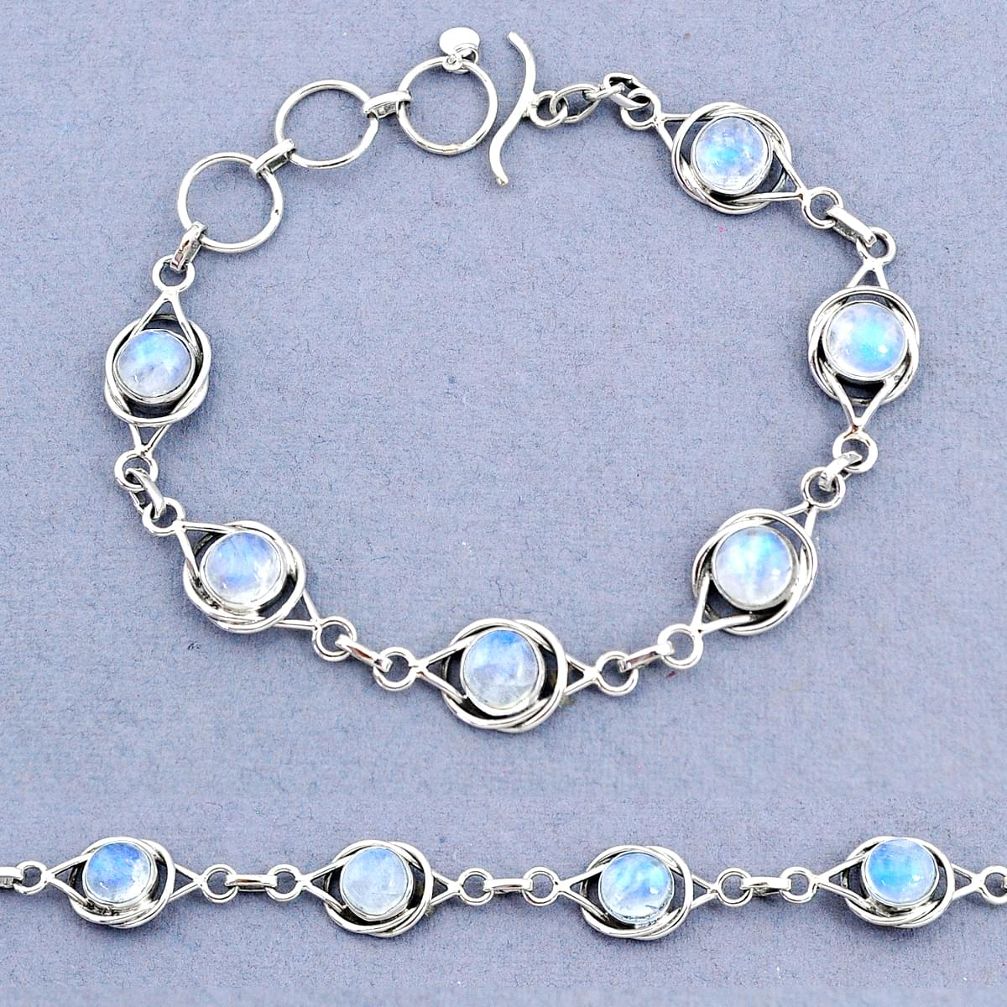 925 sterling silver 15.39cts tennis natural rainbow moonstone bracelet t8397