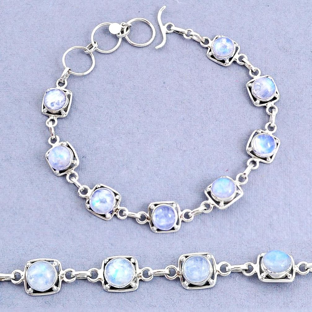 925 sterling silver 17.70cts tennis natural rainbow moonstone bracelet t8456