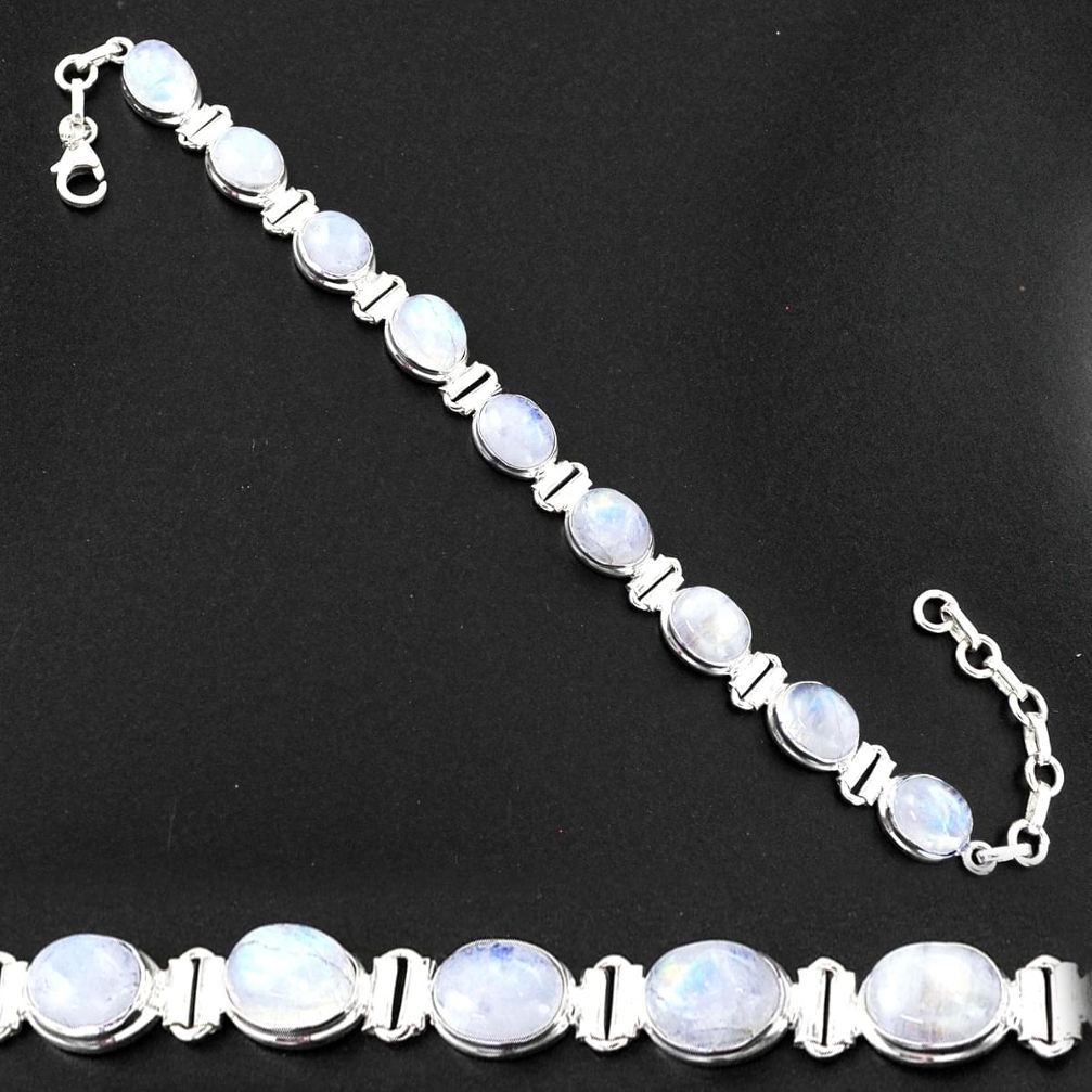 925 sterling silver 36.74cts tennis natural rainbow moonstone bracelet u6269