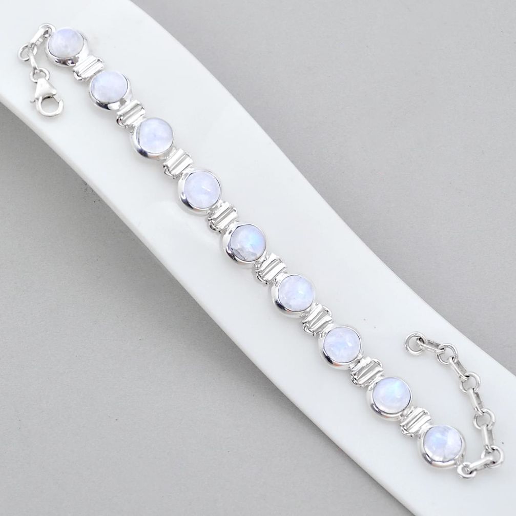 925 sterling silver 28.71cts tennis natural rainbow moonstone bracelet u96790