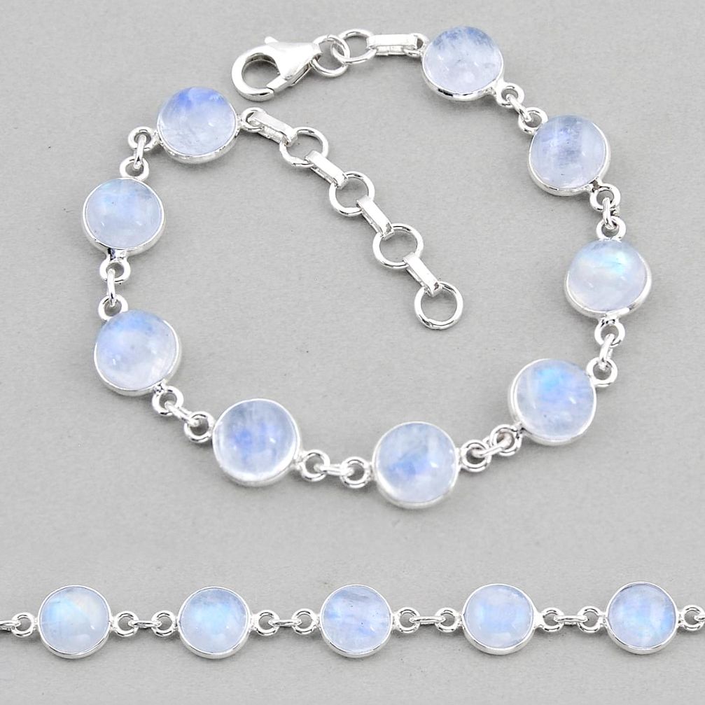 925 sterling silver 25.28cts tennis natural rainbow moonstone bracelet y57043