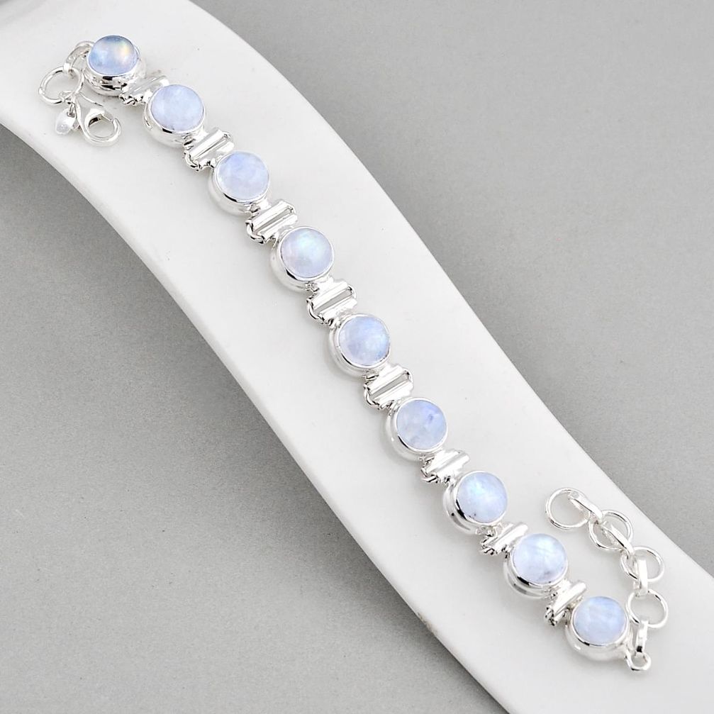 925 sterling silver 28.34cts tennis natural rainbow moonstone bracelet y58043