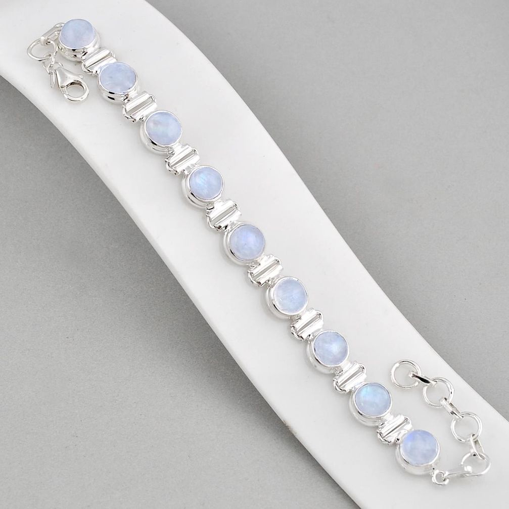 925 sterling silver 28.97cts tennis natural rainbow moonstone bracelet y58055