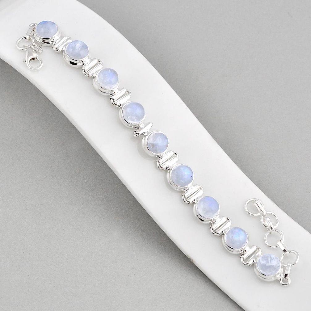 925 sterling silver 29.30cts tennis natural rainbow moonstone bracelet y58060