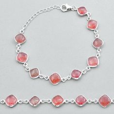 925 sterling silver 17.76cts tennis natural red aventurine bracelet y14434