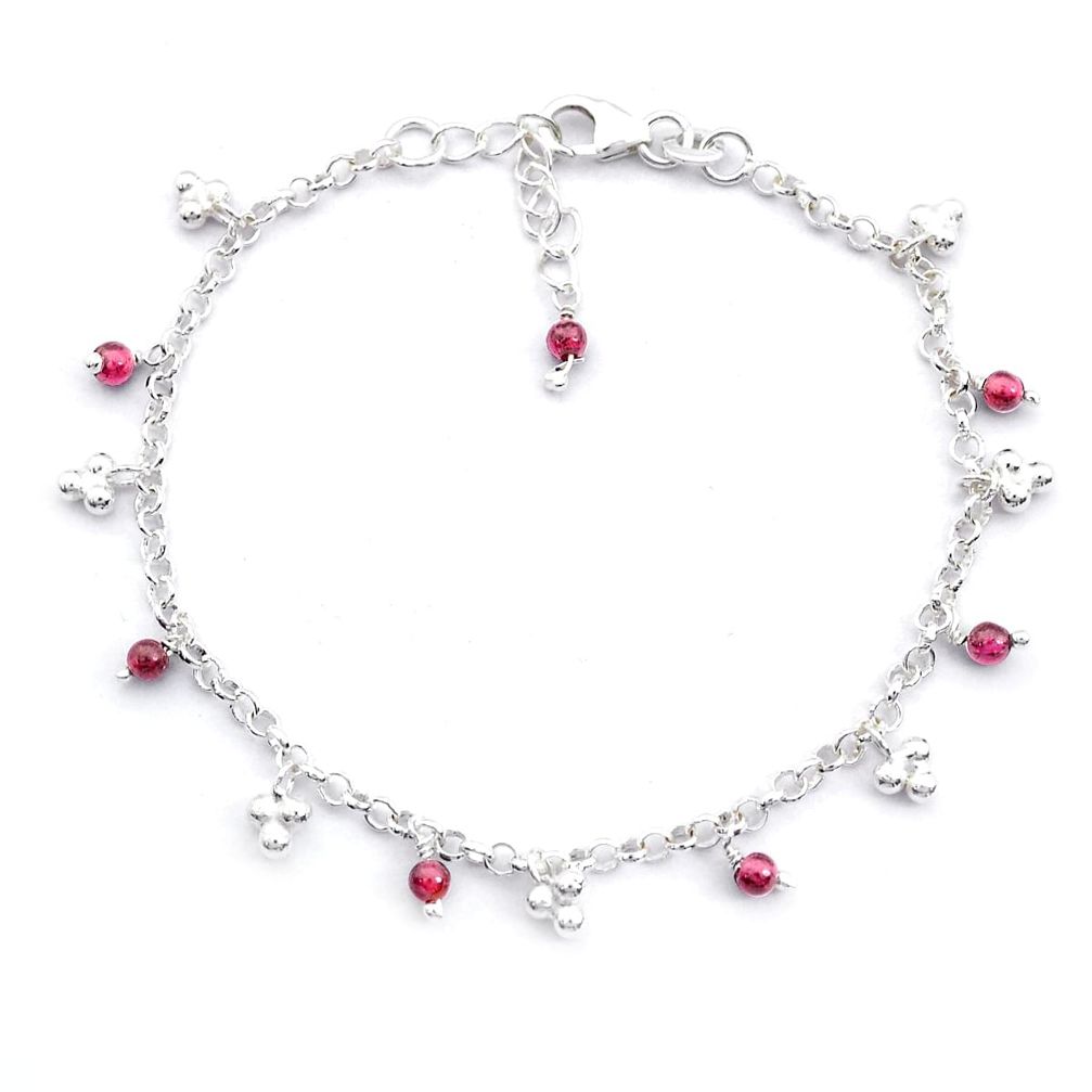 925 sterling silver 2.83cts tennis natural red garnet beads bracelet u65080