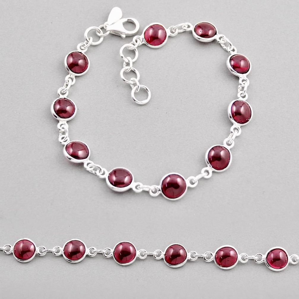 925 sterling silver 19.66cts tennis natural red garnet bracelet jewelry n26480
