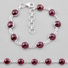 925 sterling silver 23.60cts tennis natural red garnet bracelet jewelry n38966